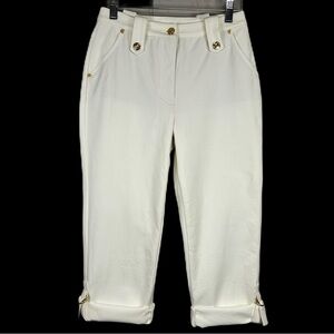 St John Sport Crop Ankle Pants Sz 2 Straight Leg White Resort Old Money Lagom‎